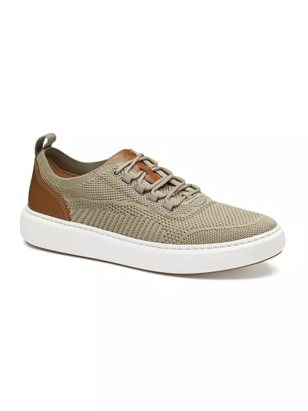 Johnston & Murphy Men's Taupe Knit Sneakers with Brown Accents